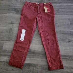 Woolrich Women's Size 4 Burnout Red Casual Relaxed Fit Sunday Chino Cotton Pant